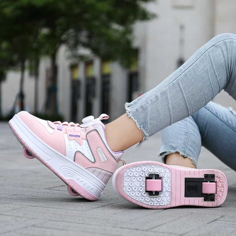 Children Junior Roller Skate Shoes Kids Sneakers with Two Boys Girls Wheels Shoes Running Adult Casual Boys Shoes size 3142 J250923