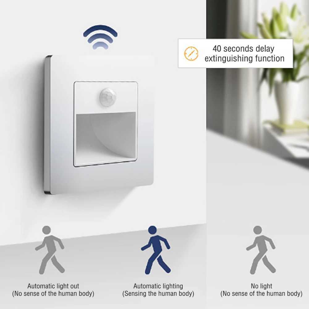 PIR Motion Detector Sensor Led Stair Light Infrared Human Body Induction Lamp Recessed Steps Ladder Staircase Bedroom Decoration C251124