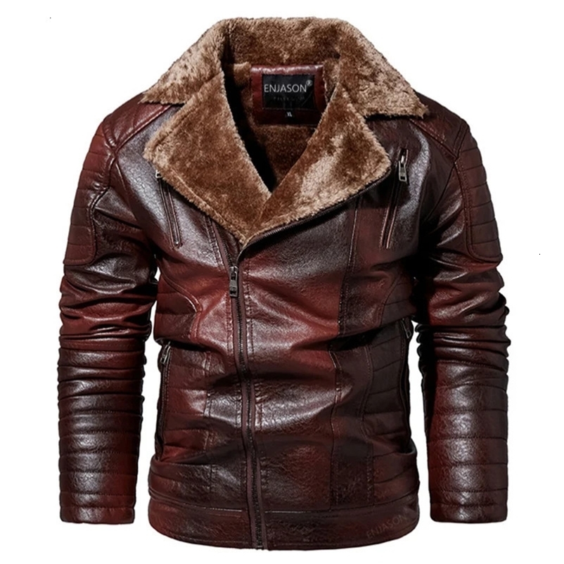 Men Fashion Leather Jacket Men Autumn Motorcycle Slim Fleece Jacket Coat Men Winter Outdoor Casual Motor Biker PU Leather Jacket 240715