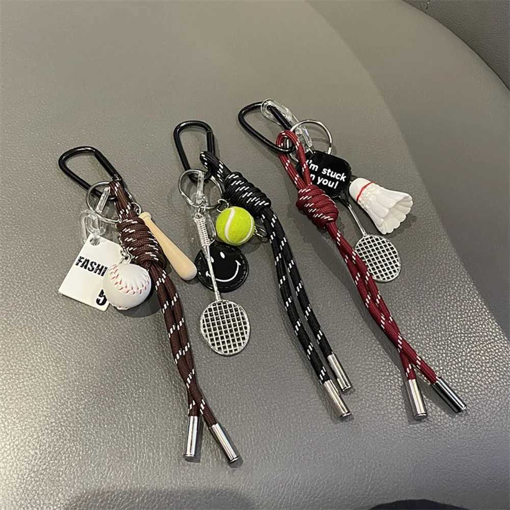 Korea Cute Sport Baseball Badminton Tennis Braided Rope Pendant Strap Cord For iPhone Pendant Keyring Bag Girl Phone Chain Decor D250923