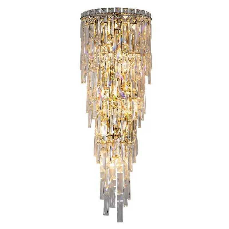 Hotel Lobby Modern Bedroom Staircase Indoor Lighting Villa Living Room Background Decor Home Crystal Wall Lamp C251124