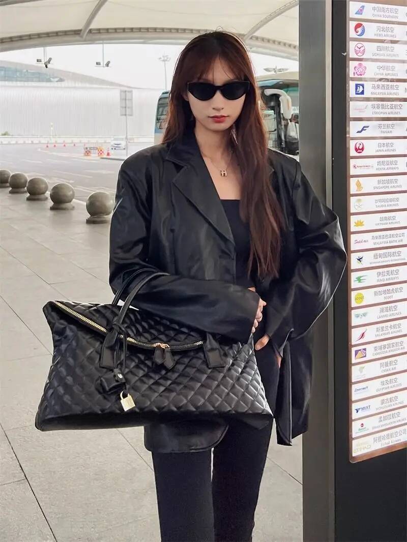 Travel Black Handle Shoulder Bags Purse Women Dia Pattern Shopping Handbag Messenger Ladies Vintage Fiess Tote Bag y2k high-quality