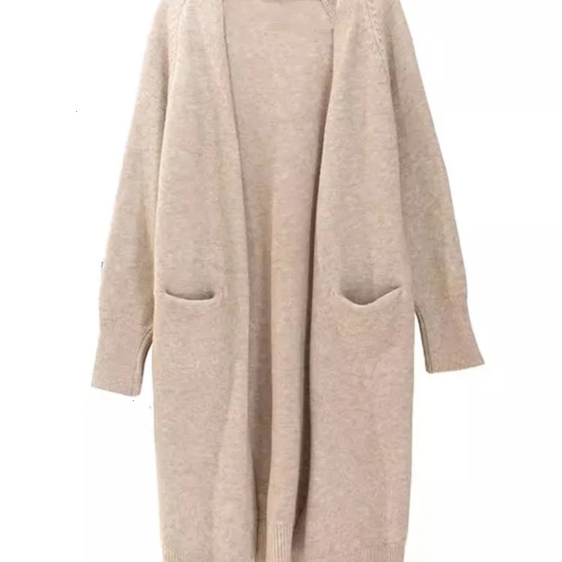Women Solid Color Loose Thick Warm Sweater Cardigan Pocket Ladies Spring Autumn V Neck Knitted Coat Female Casual Tops C-124 240815
