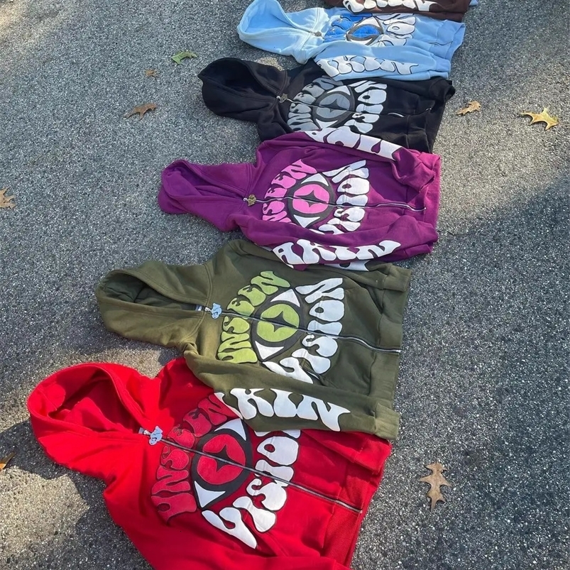 Harajuku UNSEEN VISION Hoodies Women Graphic Y2k Top Oversized Hoodie Couples Sweatshirt American Streetwear Goth Women Clothes 240816