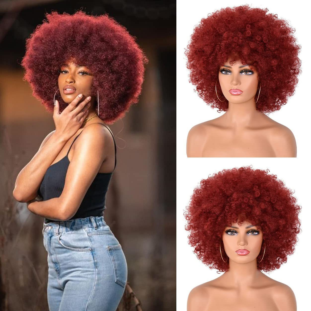 African Afro Wig - Voluminous Small Curls Synthetic Fiber Wig Cap - Wholesale Stock Available