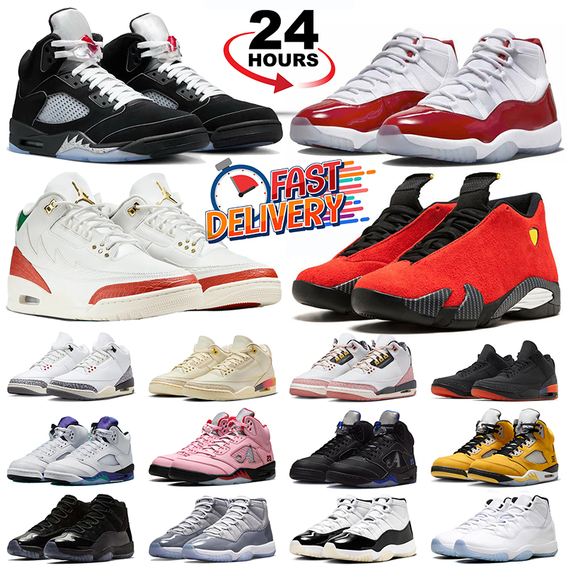 Mens Basketball Shoes 3s 5s 11s 14s Designer Shoes UNC Black Metallic Reimagined Cherry Cool Grey Blue Pink Men Women Outdoor Sports Sneakers Trainers Size 36-47