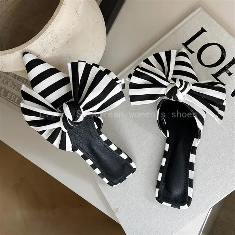 Fashion Women Slippers Pointed Toe Bowtie Woman Slipon Summer Ladies Shoes Sandals 250117BJ - view 1
