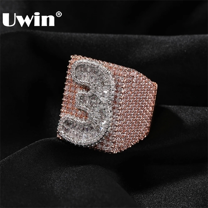 UWIN Custom Letter Rings for Men Full Iced Out Baguettecz Numbers Cubic Zirconia Fashion Rings Hip Hop Jewelry for Rappers 240530