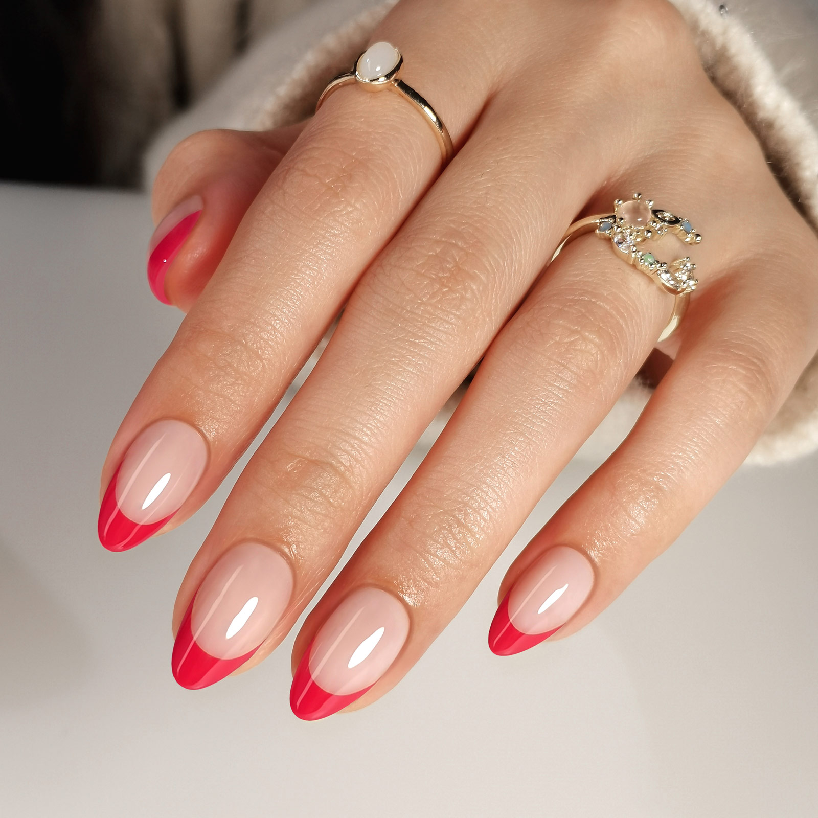 red french pointed short soft glue nail press almondshaped is suitable for ladies gifts 16 sizes fit perfectly and naturally the glue is reusable