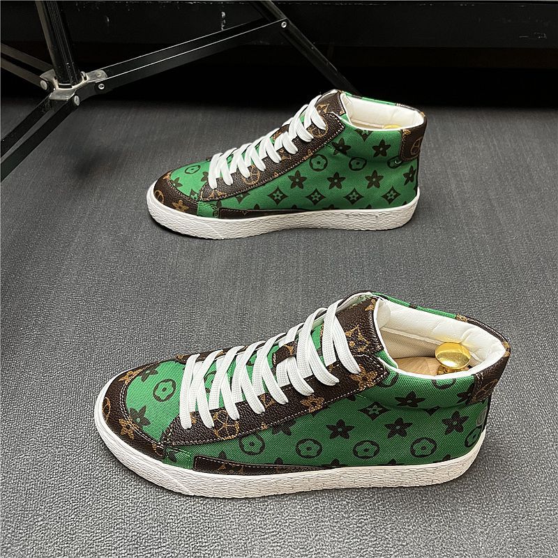 Designer shoes free shipping Casual sports high top sneakers for autumn winter trendy versatile youth lace up high top men's shoes black white gr