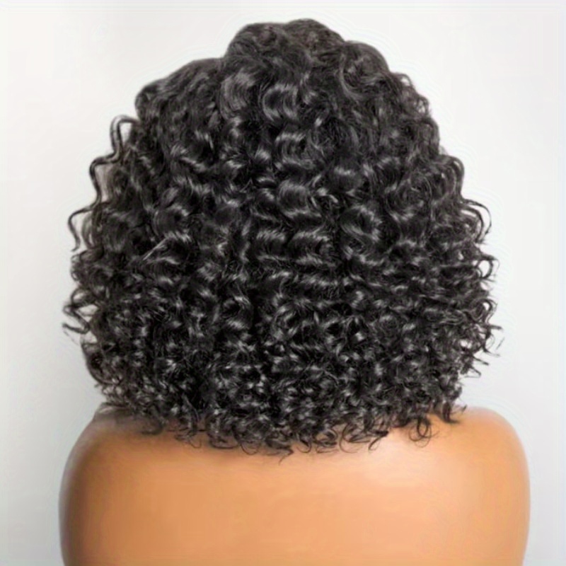 Brazilian Water Wave Human Hair Wig 250% Density Short Curly Bob Lace Front for Women Natural Black Short Hair Wig