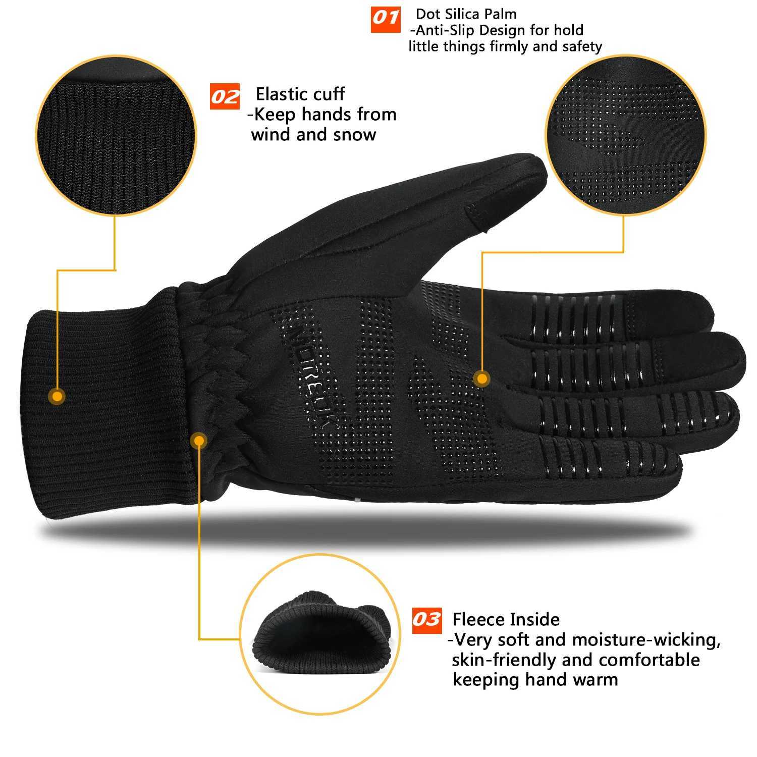MOREOK Early Winter Thermal GlovesPolar Fleece Touchscreen Warm Glove Antislip DrivingRidingRunningBike Cycling Gloves Men J250922