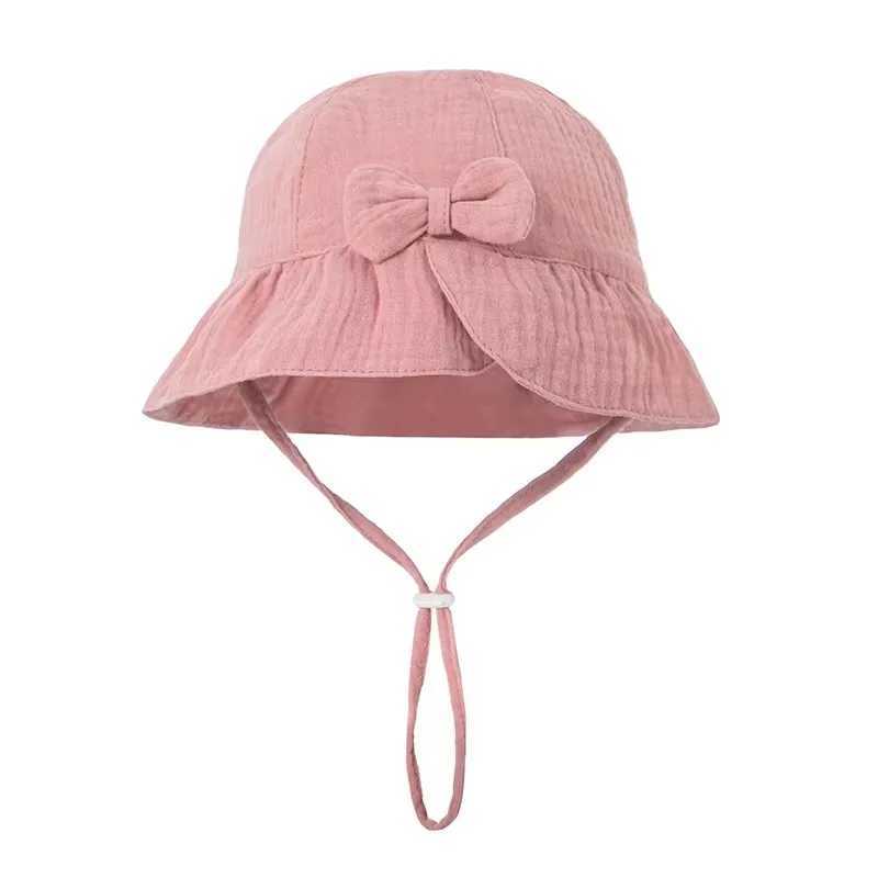 Cute Bows Baby Girl Hat Spring Autumn Princess Girl Sunscreen Fisherman Cap Summer Thin Cotton Panama for Girls Sun Hat 312M Z251029