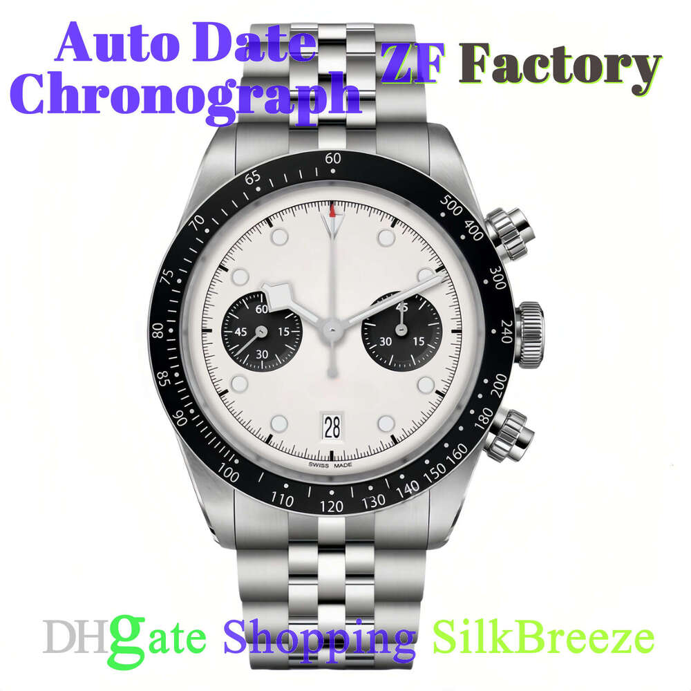 Men's Automatic Chronograph Watch 41mm Panda Dial cal.5813 Stainless Steel Strap Auto Date Sapphire Mirror Glass Folding Buckle Men's Formal Dress Watch 5a