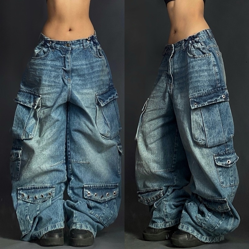 American Street Fashion Letter ed Baggy Jeans Women Y2K Gothic Harajuku Hip Hop High Waist Wide Leg Pants 250923