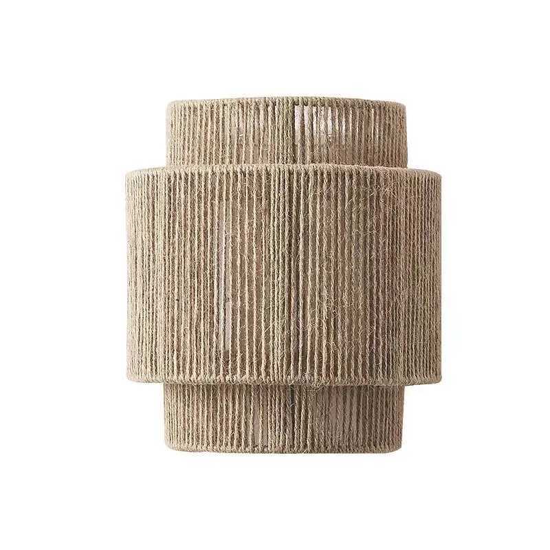 Antique Japanese Hotel Indoor Hemp Rope Rattan Wall Lamp Bathroom Vanity Modern E27 Woven Bedside Wall Light C251124