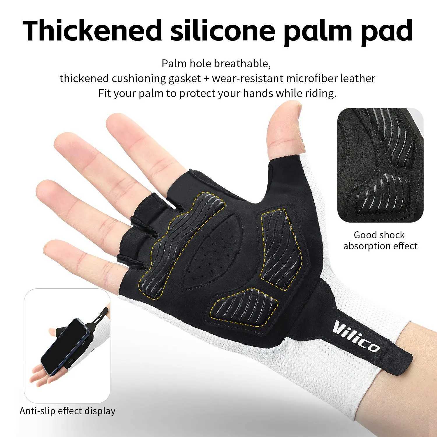 Short Cycling Gloves Fingerless Gloves Antislip Bicycle Lycra Fabric Half Finger Mitten for Mtb Road Bike Sports Racing J250922