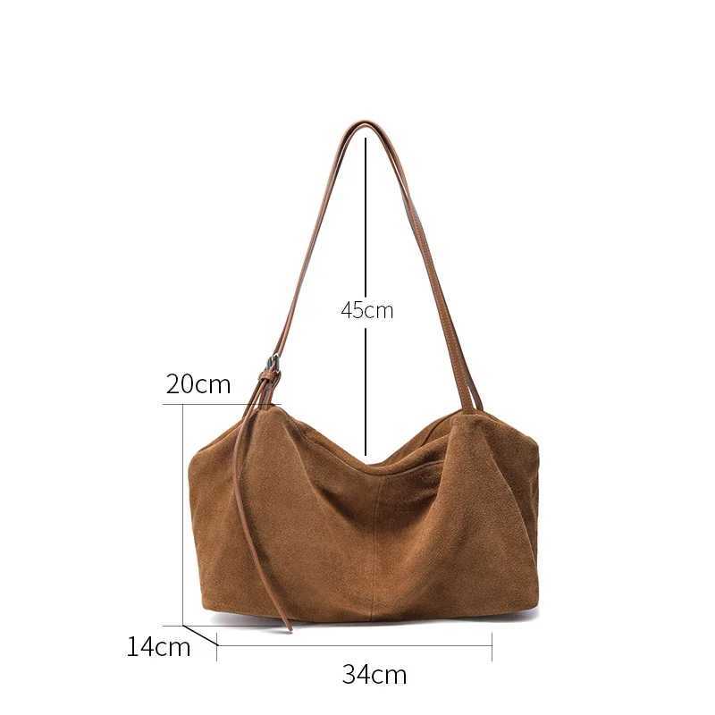 Womens Suede Genuine Leather Shoulder Bags Ladies Soft Cowhide Crossbody Solid Bag Female Design Luxury Lazy Commuter Handbag J251025
