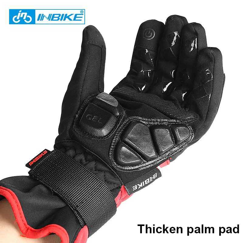 INBIKE Winter Cycling Gloves Full Finger Thermal Mens Bicycle Gloves Warm Cotton Waterproof Bike Gloves for Motorcycle Cycling J250922