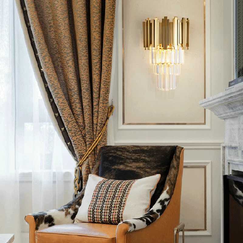 Modern Gold Luxury Crystal Wall Lamp Led Light E14 Bulbs For Bedroom Living Room Study Home Lighting Fixtures C251124