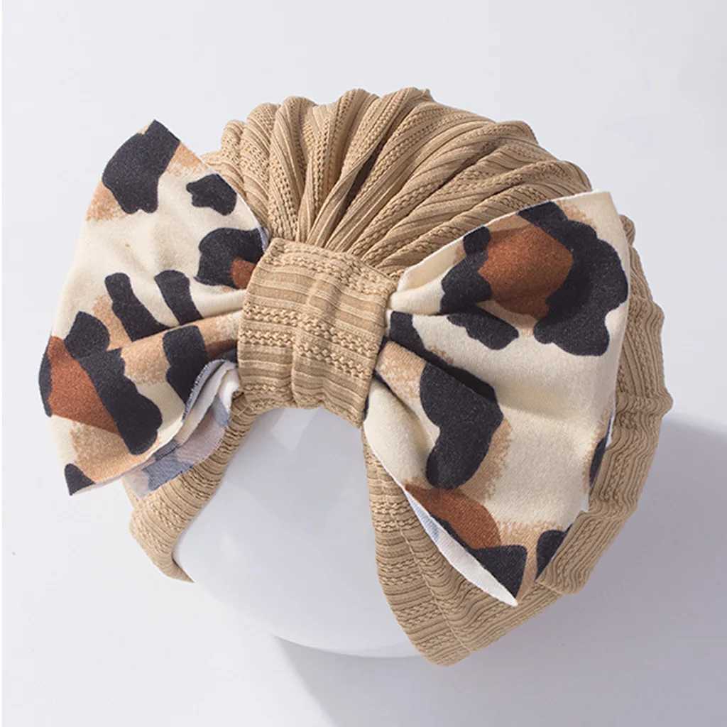 Kids Turban Bowknot Leopard Prints Baby Hat Girls Cotton Beanie Newborn Hats Toddler Head wraps Infant Cap Hair Accessories Z251029