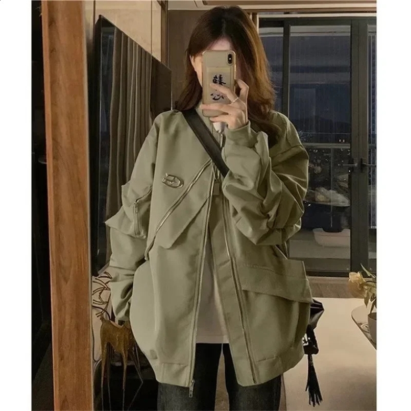 American Style Simple Iron Mark Sensibility Niche Aviation Jacket Men Women Spring Autumn Fit Baseball Uniform Workwear 240827