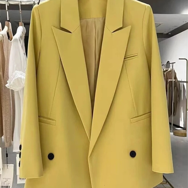 Oversize Blazer Women Elegant Office Ladies Long Sleeve Tops Double Breasted Blazer Mujer Spring Casual Suit Jackets Femme 240727
