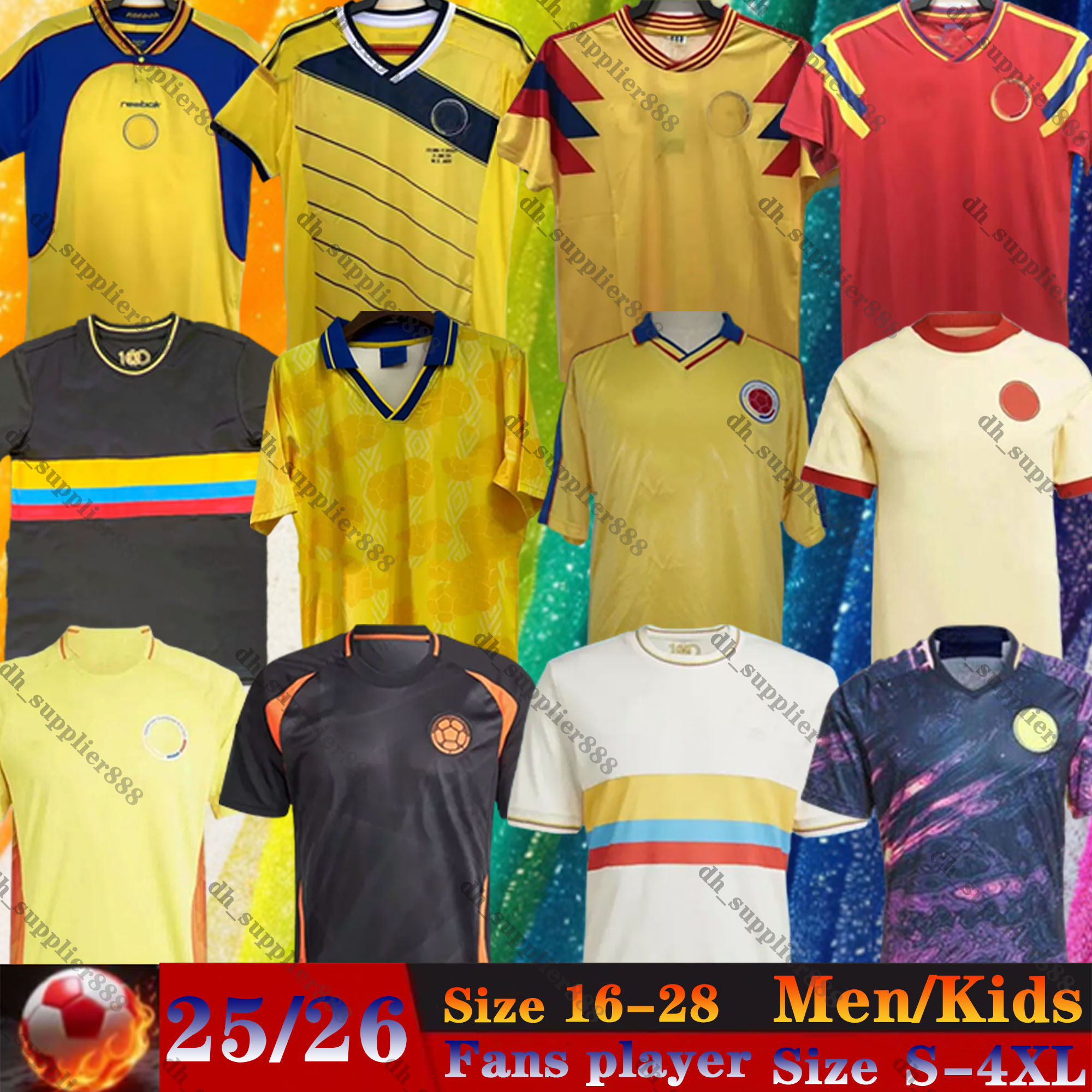 2025 2026 2001 2014 Colombias Centenary soccer jersey 100-years anniversary 24 25 26 men Kids kit Player Version LUIS DIAZ JAMES FALCAO Retro 94 98 01 14 Football Shirts