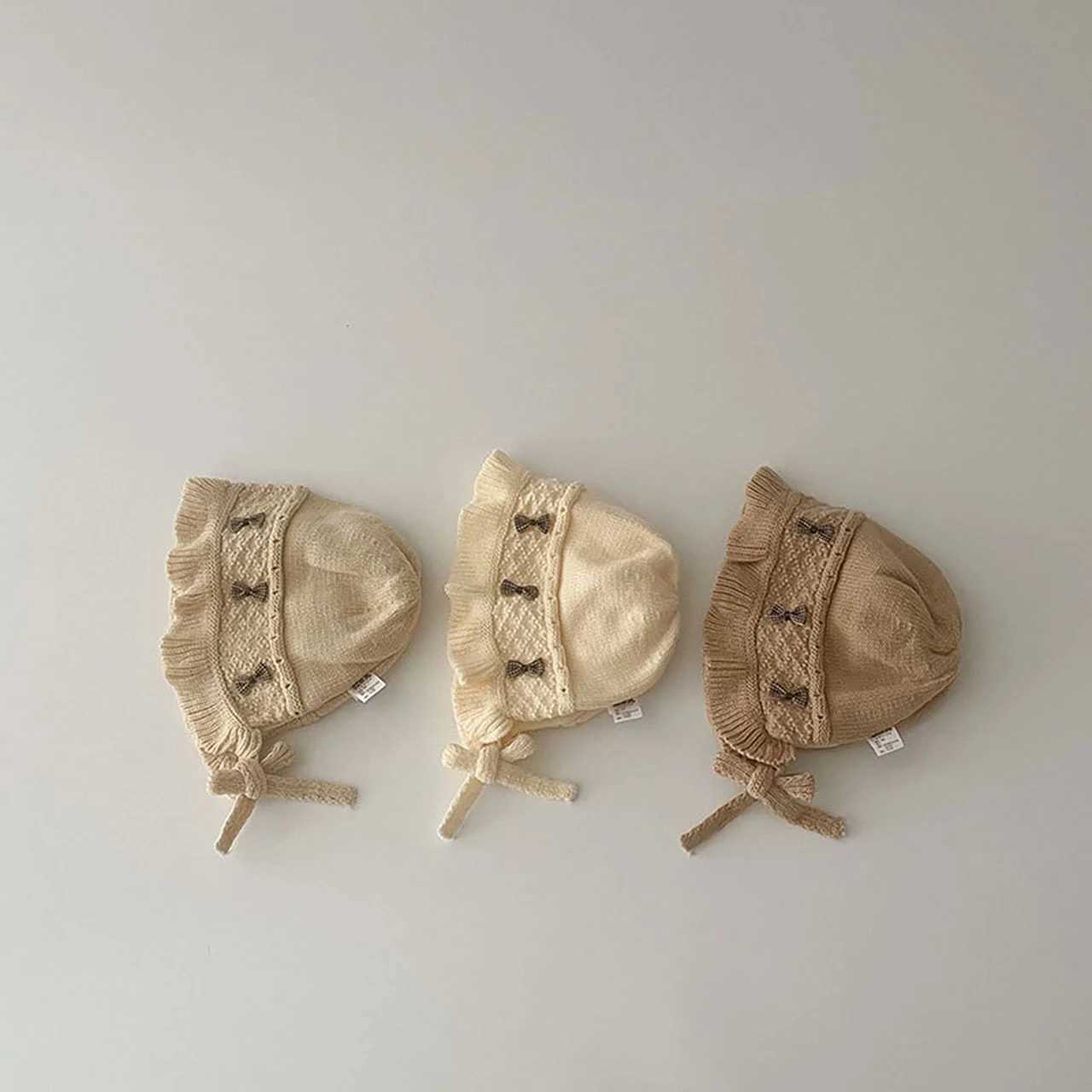 Cute Bow Knitted Ear Protection Hat Princess Baby Headgear Bonnet Winter Warm Toddler Pullover Cap 536Month Girls Kids Beanies Z251029