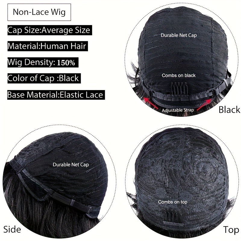 180% Density 100% Human Hair Pixie Wig 4 Inch Straight Brazilian Human Hair Wig Easy To Wear For Women Of All Ethnicities Quick Hairstyle Sleek Hairst