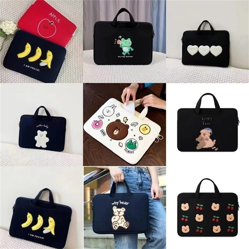 Cute Bear Laptop Bag Sleeve Handbag13.3 /13.6/14/15.6/16 Inch Portable Computer Sleeve Case for Macbook Ipad pro11/10.9/10.5 240528