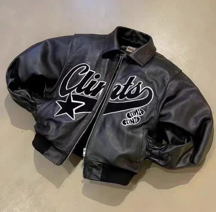 Y2k Gothic Punk Leather Jacket Hip Hop Punk Pattern Embroidered Motorcycle Jacket Fashionable and Simple Streetwear Zipper Coat 250806