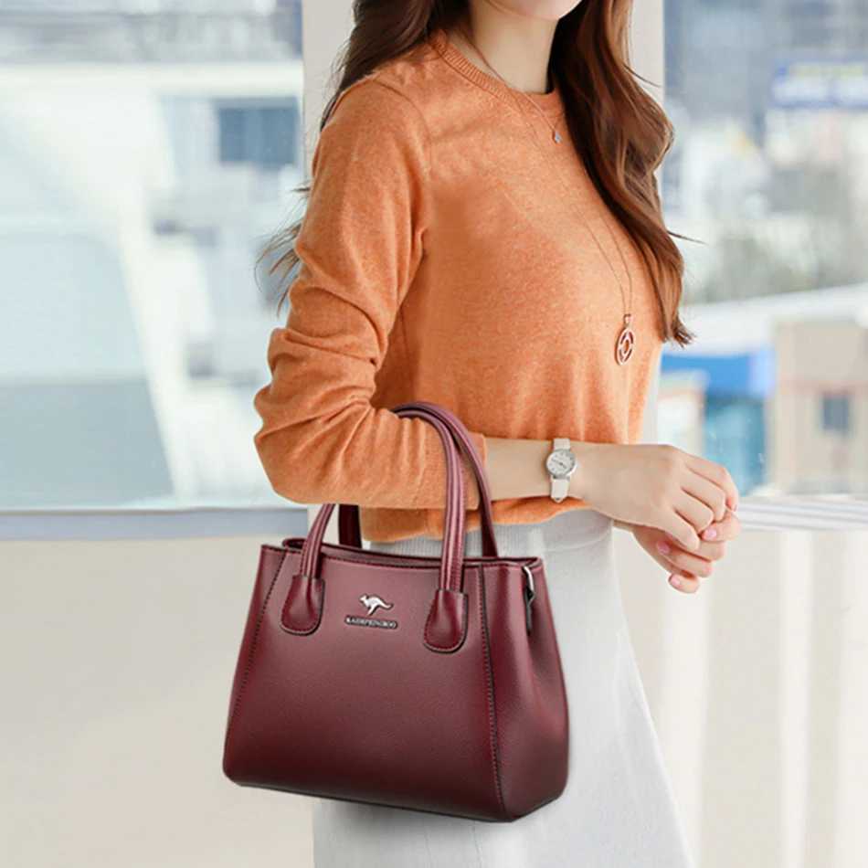 2 Layers Leather Luxury Handbags Women Bags Designer Handbags High Quality Small Casual Tote Bags For Women Shoulder Bag Winter J251025