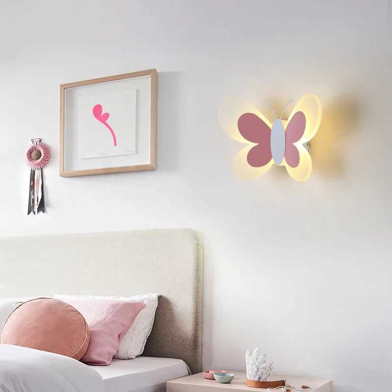 Butterfly girl room lamp creative cartoon children energysaving boy lamp bedside lamp bedroom wall lamps ceiling aisle lamp C251124