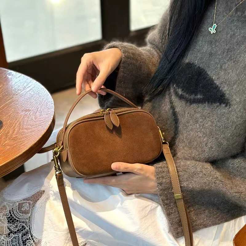 Autumn Winter Womens Cow Nubuck Leather Shoulder Bag Ladies Cowhide Handbag Female Luxury Design suede commuting Crossbody Bag J251025