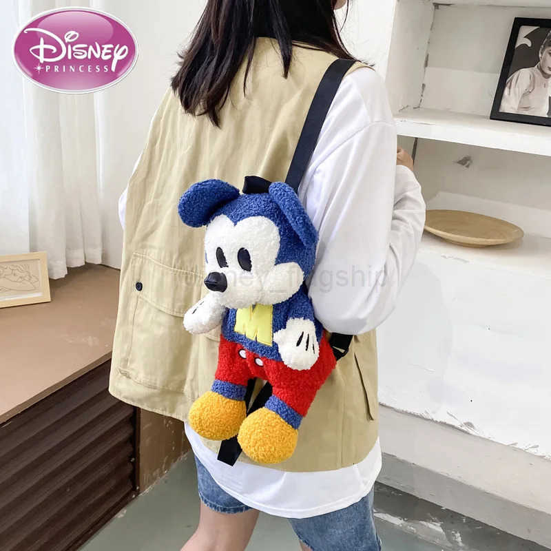 Disney 2024 New Mickey Plush Backpack for Girls Soft and Cute Doll Mickey Mouse and Donald Duck Fashion BackpackXJ250923