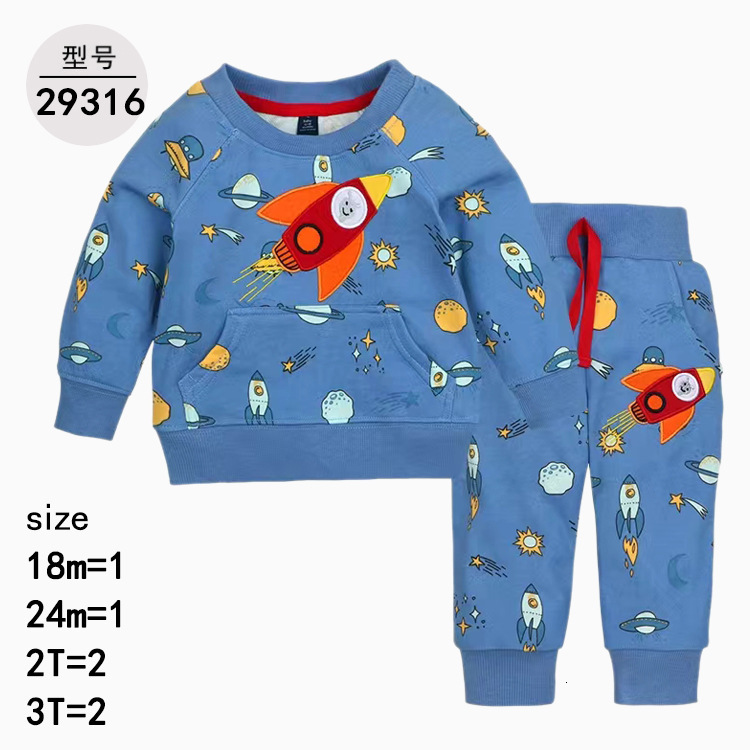 Autumn New Round Neck Sweatshirt Material Infant Toddler TwoPiece Set Casual Sports Set
