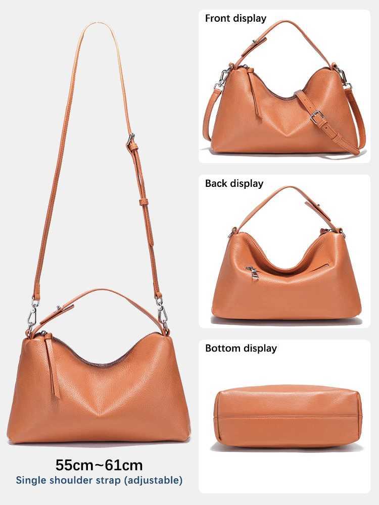Zency Genuine Leather Tophandle Bag Fashion Hobo Bag Women Shoulder Handbag Crossbody Designer Elegant White Satchel Retro Brown J251025