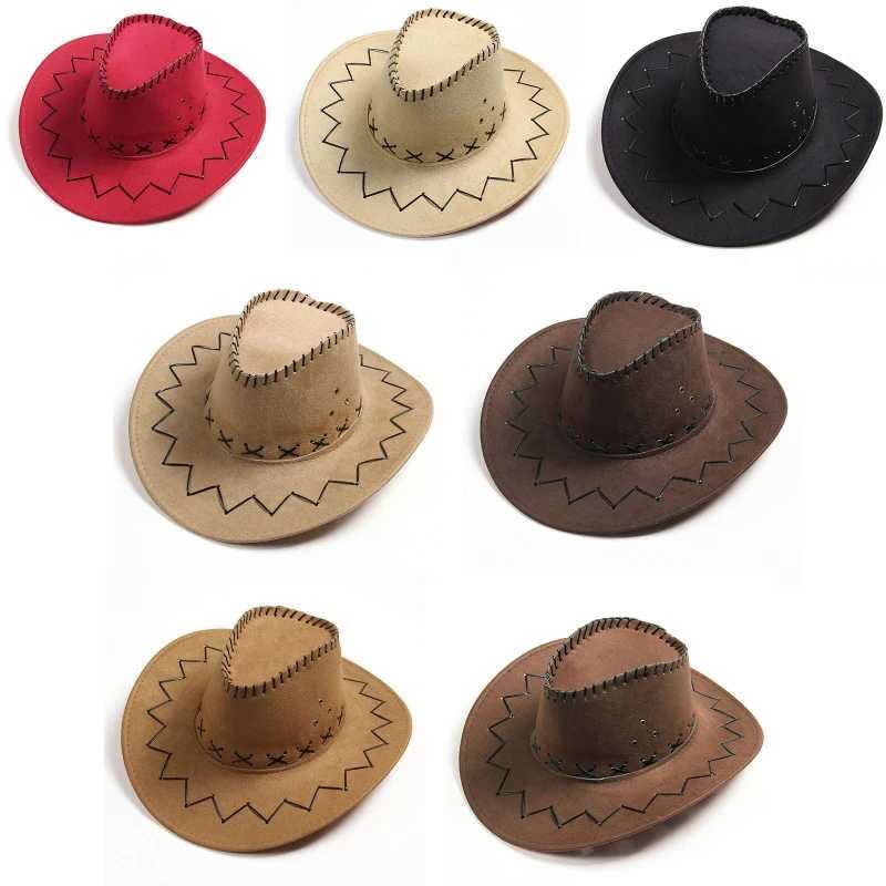 Fashion Cowboy Hat for Kids Personalized Party Straw Hat Suede Fabric Sun Hat Children Western Cowboy Hat for Boys Girls Z251029