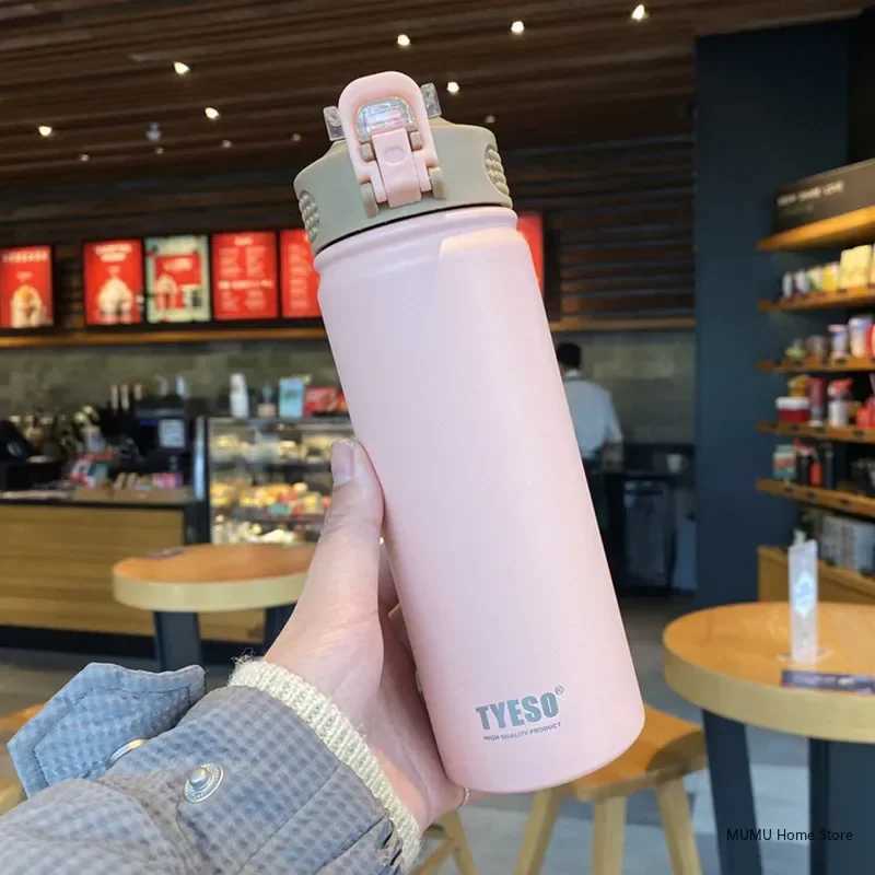 Tyeso Thermo Mug With Straw Portable Tumbler Vacuum Flasks Cup Sports Mug Cold and Hot Insulated Cup Travel Thermal Water Bottle J250923