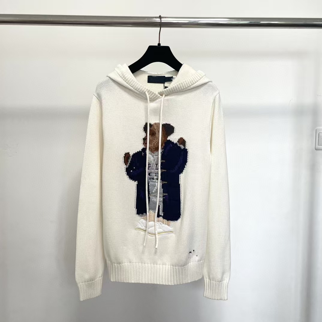 Fashion Designer Womens Sweaters Ladies Knitted Sweater Flag Trendy Winter Highend Comfortable Cotton Bear Women Pullover Jumpers Knit Hooded Sweatshirt