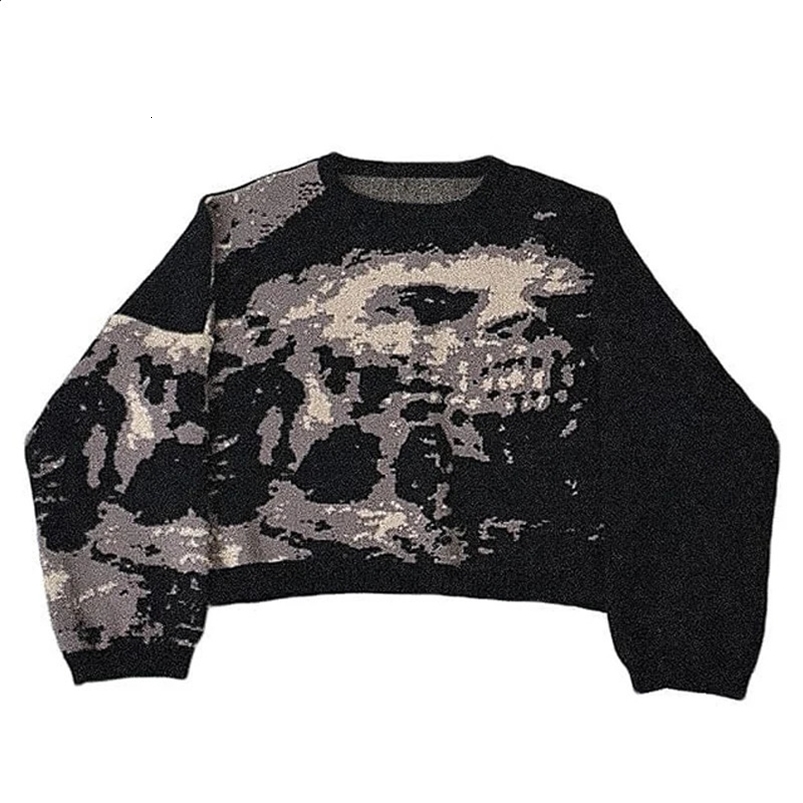 Gothic Skeletons Pullover autumn Harajuku Cotton sweater women Oversized Sweater Hip Hop Knitted Sweater men Streetwear Y2K 240821