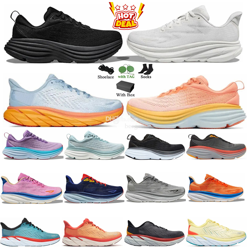 With Box Clifton 9 Kawana For Mens Womens Running Shoes Designer Sneakers Bondi 8 Pink Triple Black White Blue Grey Purple Orange Men Womens Outdoor Trainers Sneakers