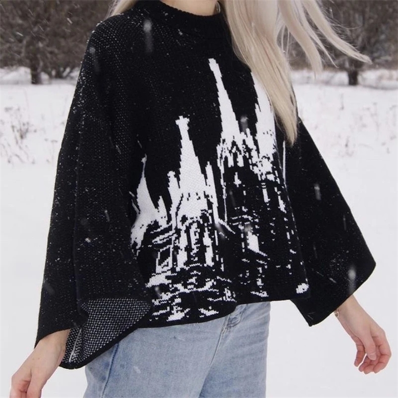 Harajuku Loose Sweater Mens Hip Hop Streetwear Winter Gothic Pullover Sweater for Womens Fashion unisex y2k clothes pullover 240821