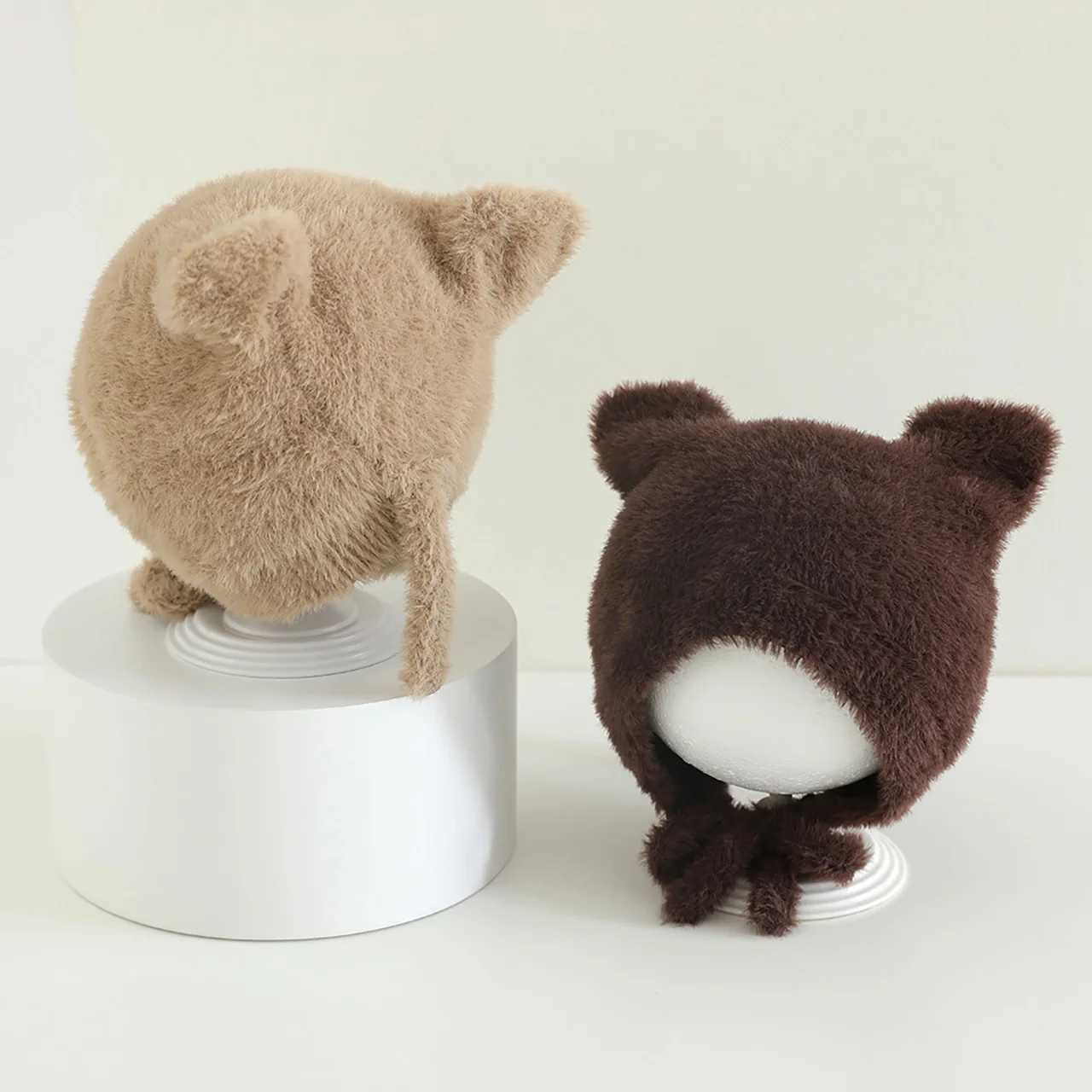 Kids Ear Protection Cap Children Warm Headgear Winter Cute Cartoon Toddler Tie Beanies Baby Plush Ear Protection Hat Z251029