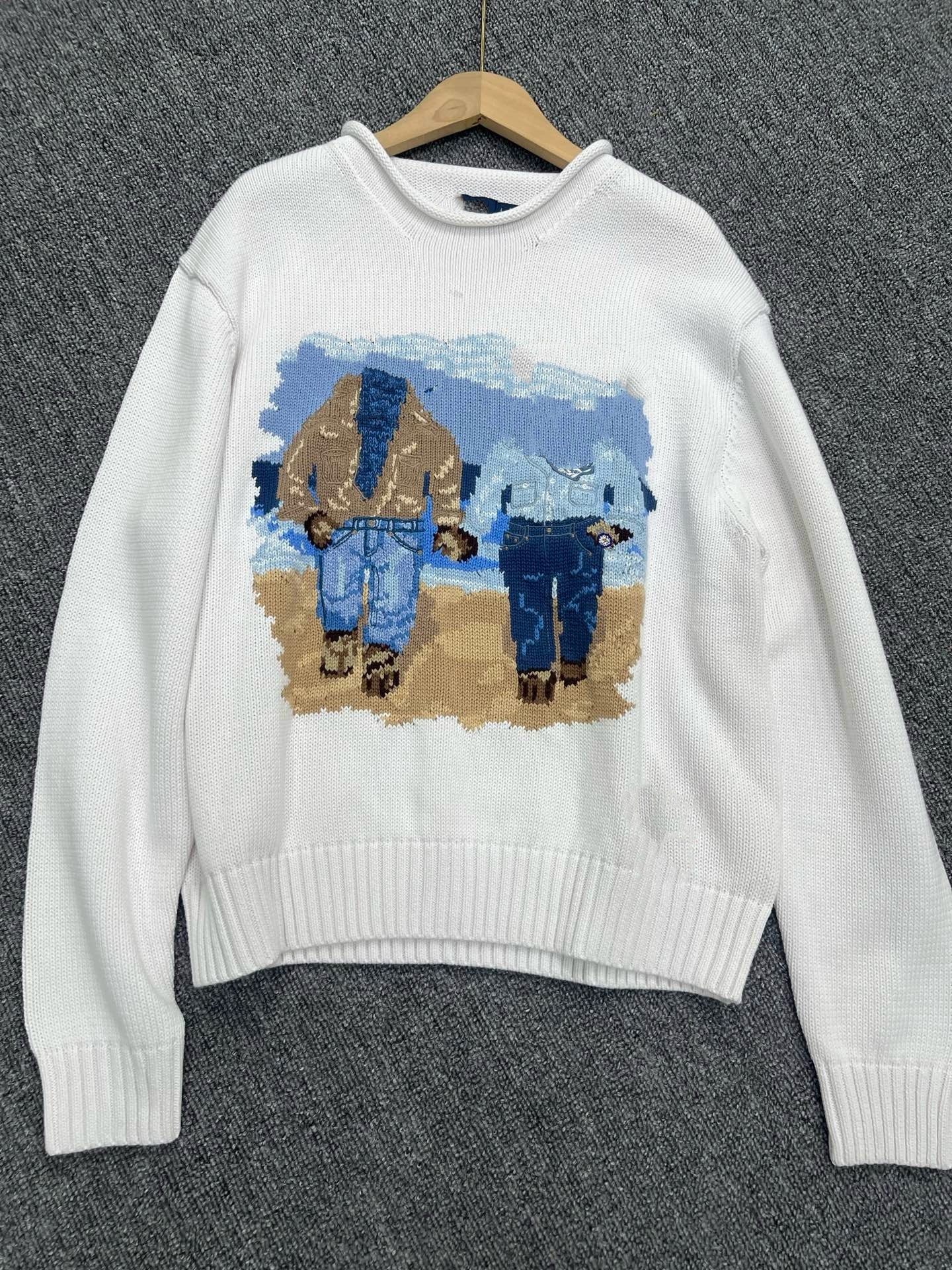 Sweater Designer Womens Knits Catoon Sweater Pullover Embroidery Fashion Knitted Sweaters Unisex Mens Long Sleeve Casual Printed Wool Cotton Soft Asian Size