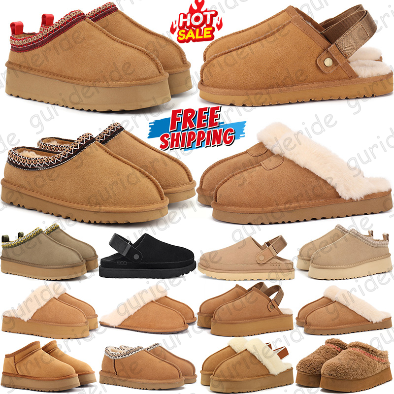 Free shipping designer tazz tasman slippers winter womans Clog snow fur boots platform booties classic mini ankle chestnut warm Bowtie outdoor shoes