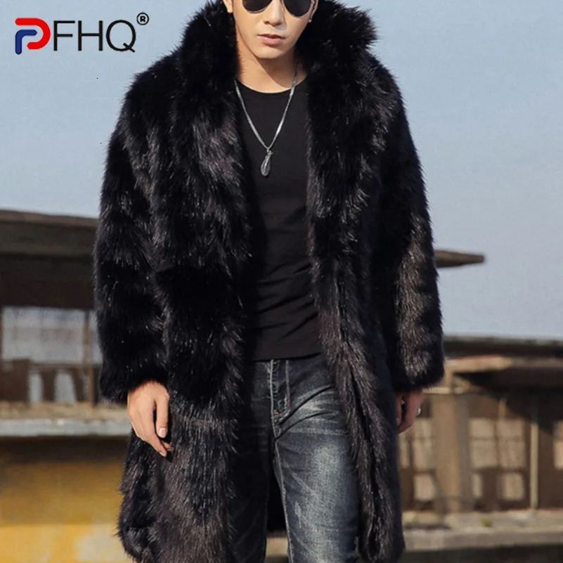 PFHQ Winter Mens Long Fox Hair Coat Fashionable Handsome Fashionable and Casual Fur Thick Windproof Clothing 21Q4434 241113