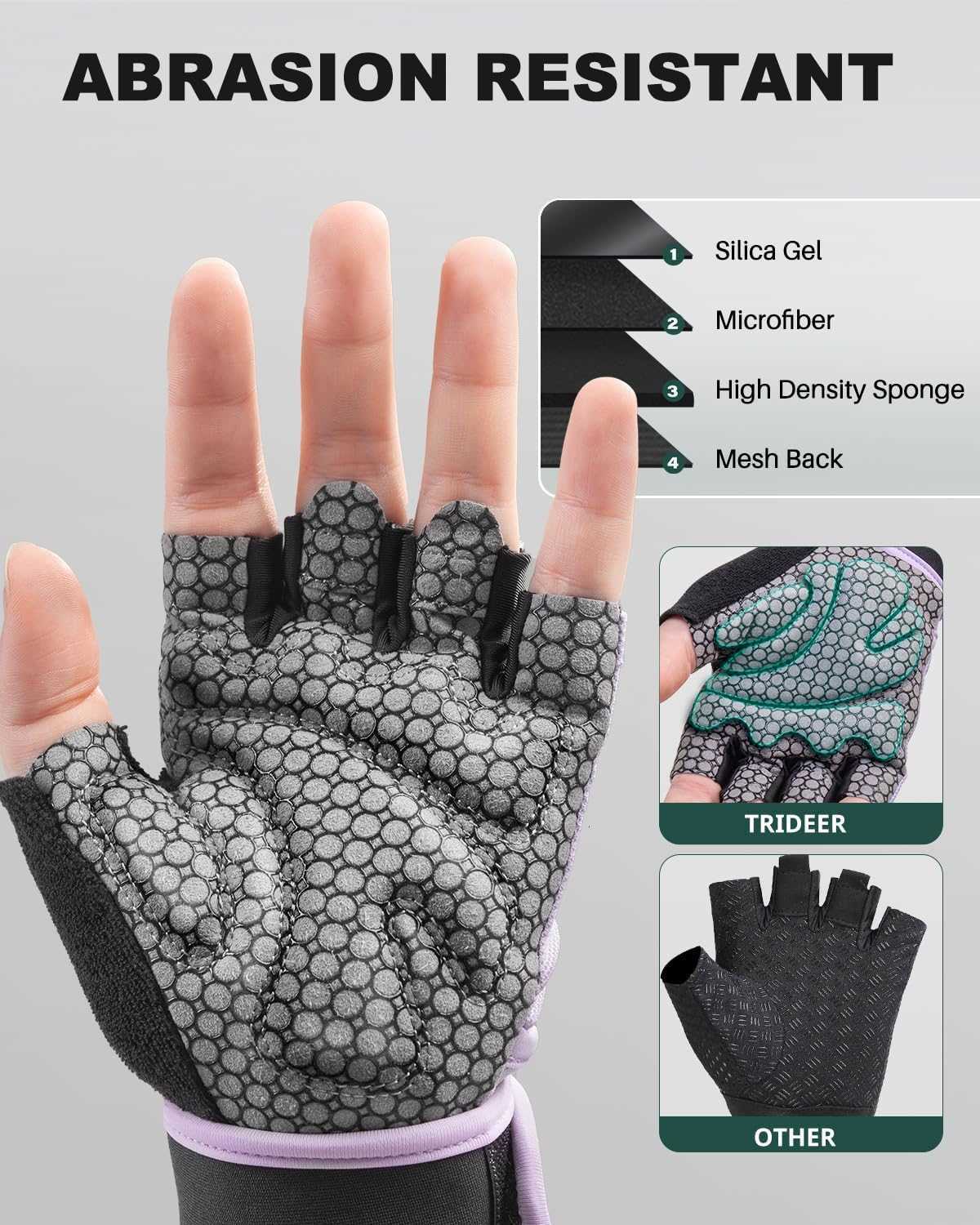 Trideer Weight Lifting Gloves for Women Men with Wrist Support Workout Gloves Women Full Palm Protection for Gym Training Fitness Weightlifting Pull U
