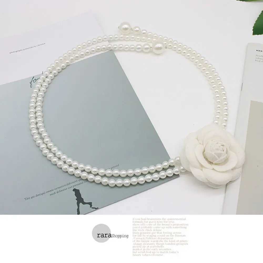 Fashion New Camellia Flower Pearl Waist Belts Dress Decorative Rope Clothing Accessories Women Belt Elegant Pearl Waist Chain13 D250924